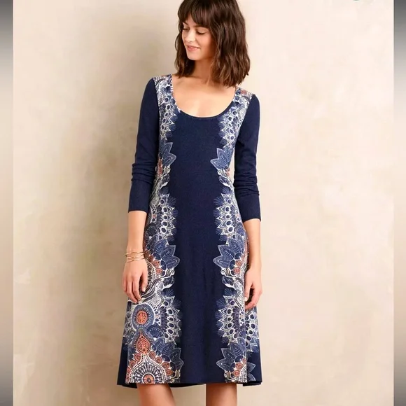 Anthropologie | Dresses | Anthropologie Maeve Eira Midi Bohemian Aline  Sweater Dress Size Small Euc | Poshmark